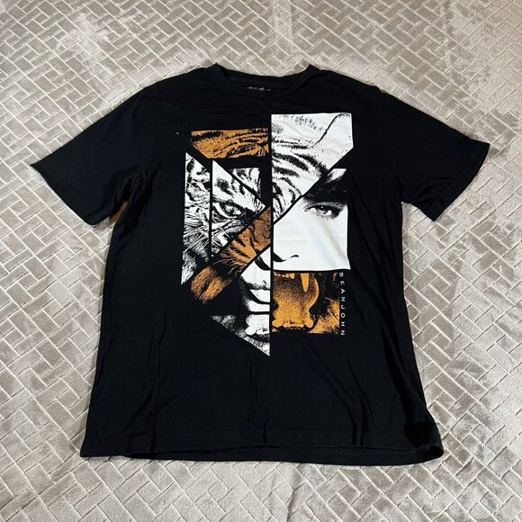 Sean John Other - Sean John Mens Medium T Shirt Black Street Wear Short Sleeve Graphic Tiger Art